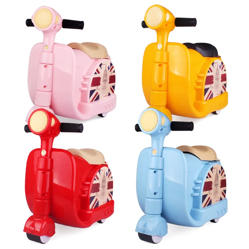 

2021 cute Suitcase for girl and boys Children Car Suitcase for baby Travel Trolley kids luggage ride on suitcase, Pink,red,blue