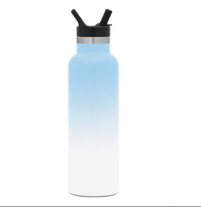 

Insulated Space Water Bottle with Straw Color Stainless Steel Powder Coating Gradient Sport Gym Applicable for Boiling Water, Customized color