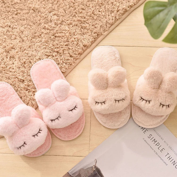 

Free Sample Custom Ladies Flat Casual Home Furry Open Toe Slipper, Wholesale OEM Women Indoor Vegan Fur Slide Slippers