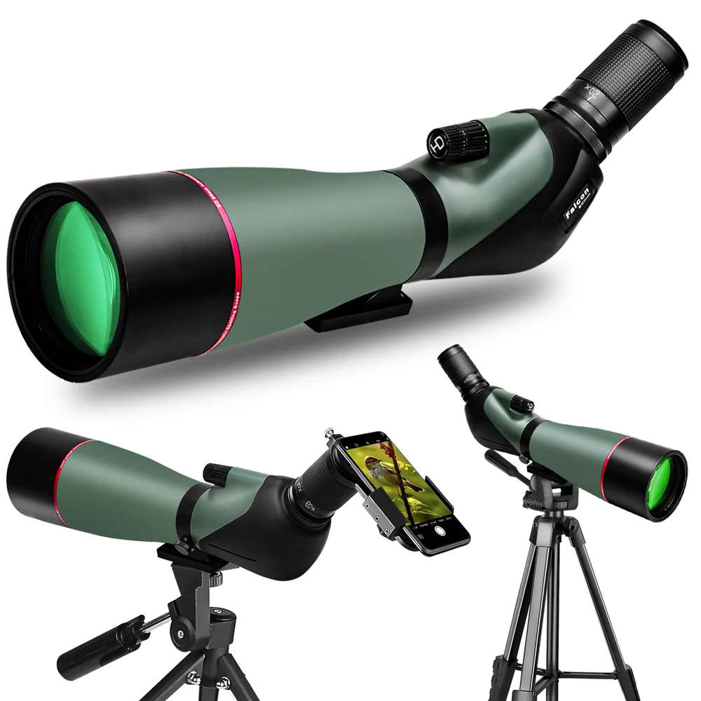 20-60x80 HD Spotting Scope 45 Degree Angled Spotting Scope with Phone Adapter Carry Bag Scope for Target Shooting Bird Watching