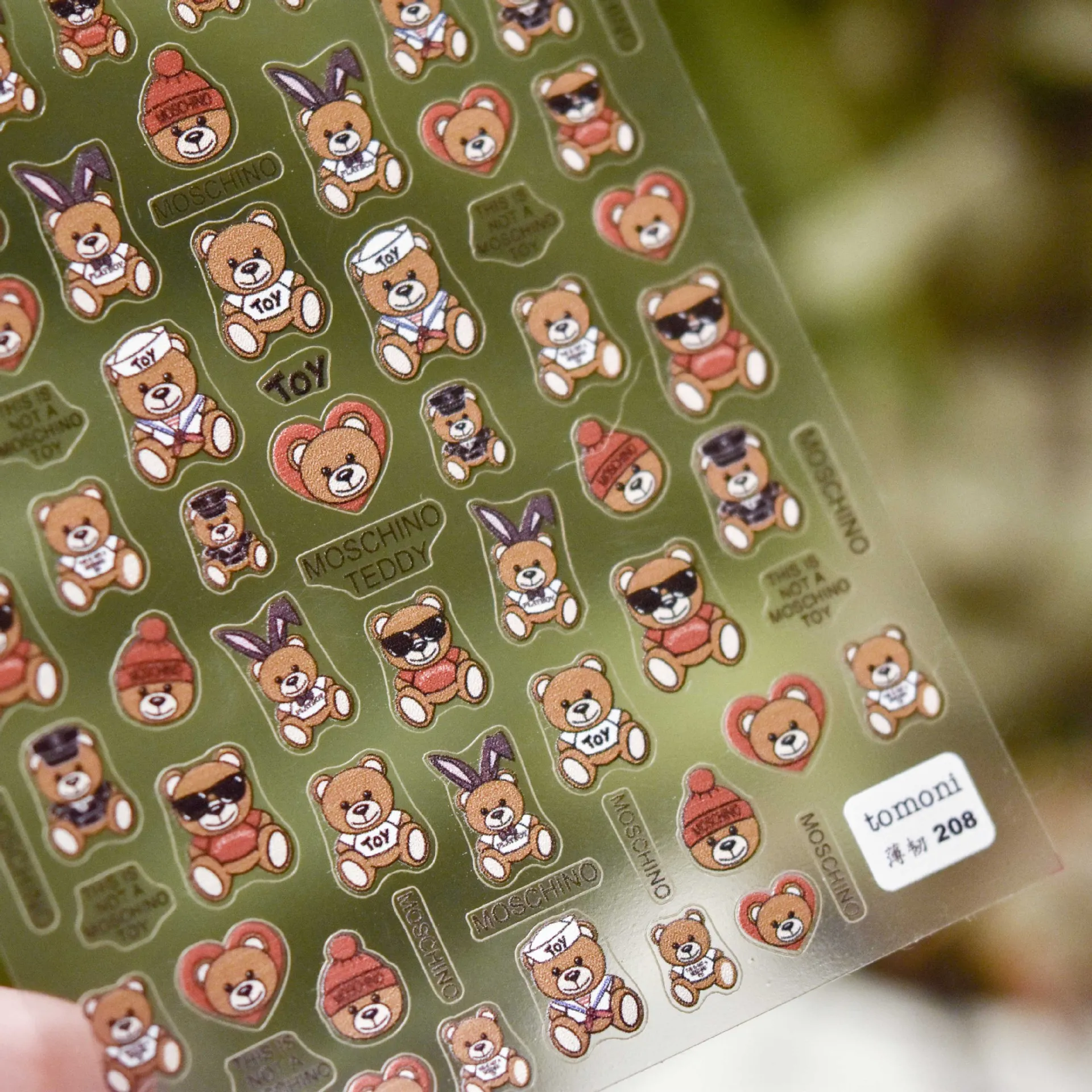 

ZY0226B wholesale Bulk Best Quality cute cartoon bear Nail Art sticker Designs, Multiple colour