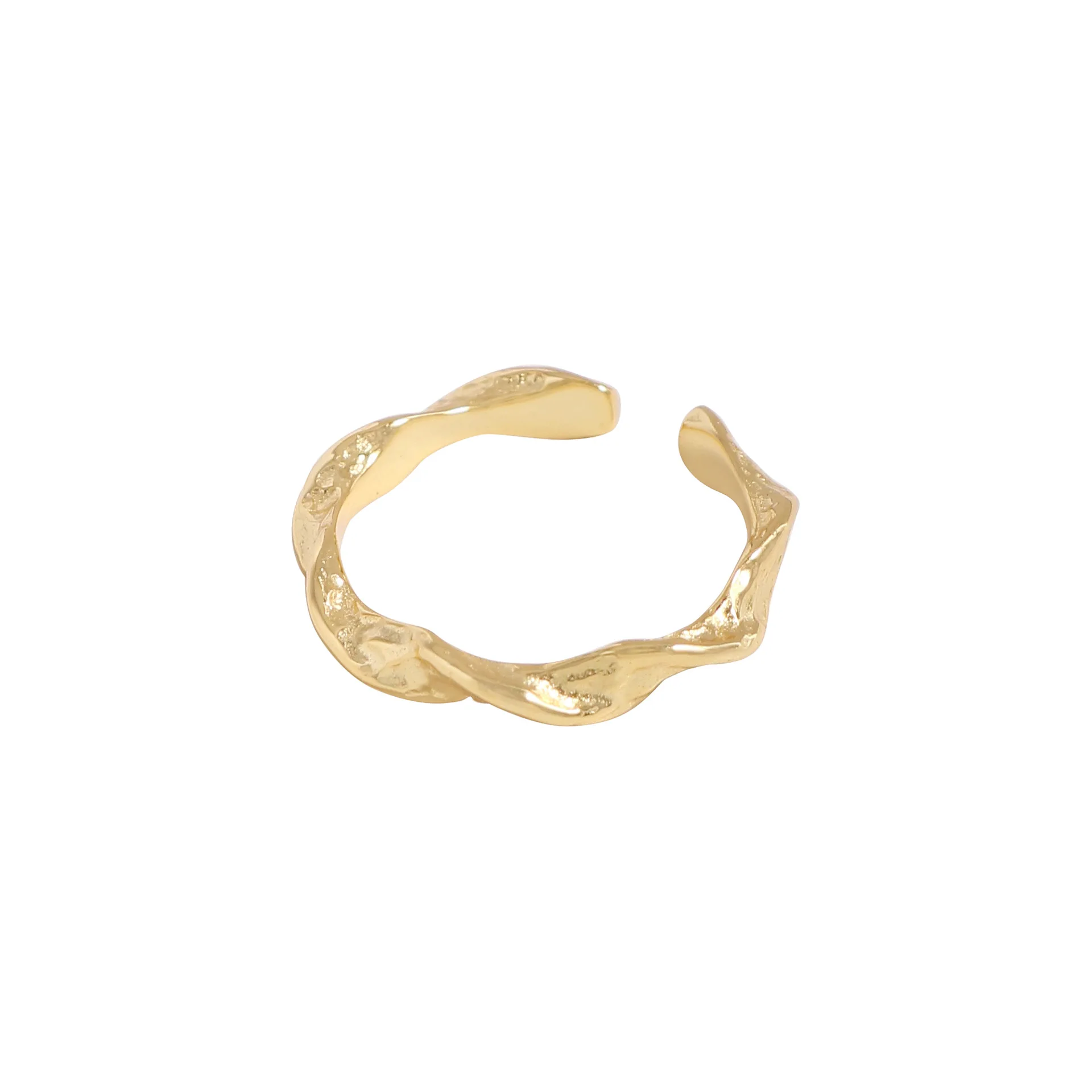

VIANRLA 925 Sterling Silver Ring 18K Gold Plated Ring Wave Shape Minimalism Adjustable Ring For Women Jewelry