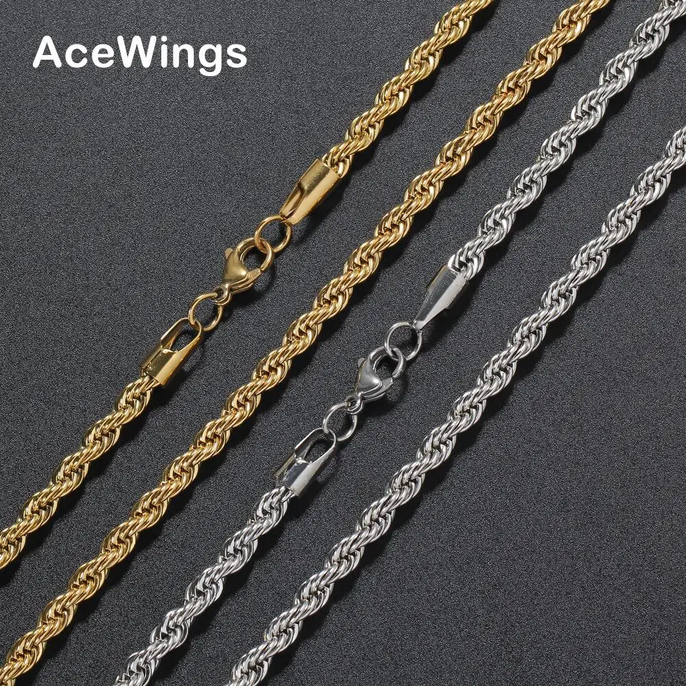 

SC009 5mm 16" 18" 20" 22" 24" 30" Stainless Steel rope chain Hip Hop Chain Necklace