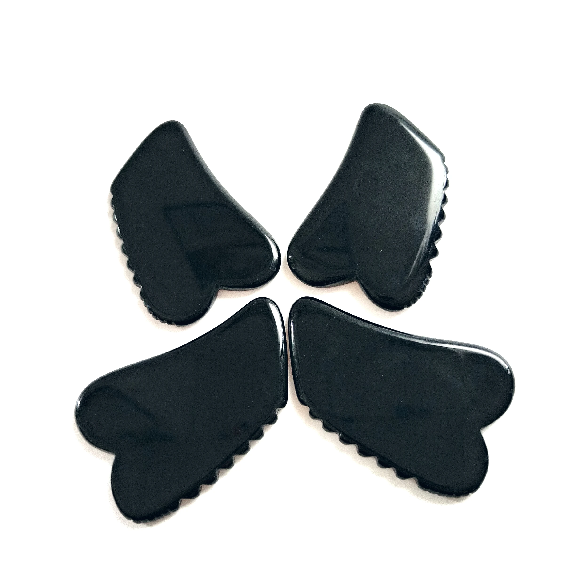 

New Design Hot selling heart shape Black Obsidian stone gua sha stone for massage