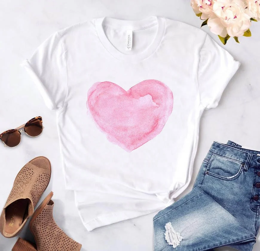 

One arrow through the heart rose love print T-shirt short sleeves Hot couple tops for men and women