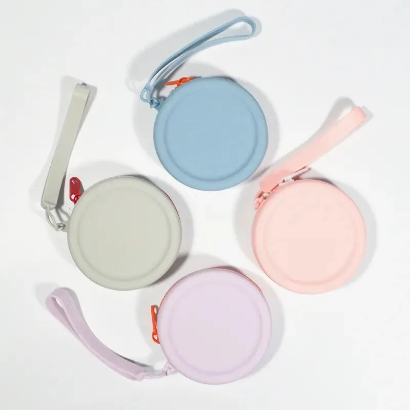 Antibacterial High Quality Silicone Small Coin Purse Women Wallet Earphone Case Small Zipper Keychain Pouch