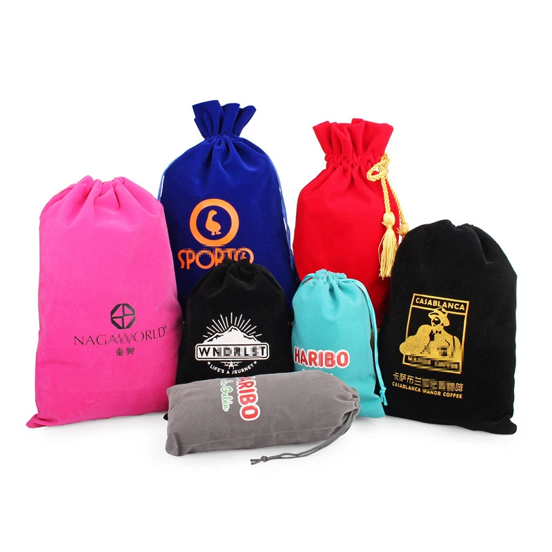 

Custom Logo Color Velvet Drawstring Bags Jewelry Packaging Velvet Pouches Can Be Custom Small Gift Bags