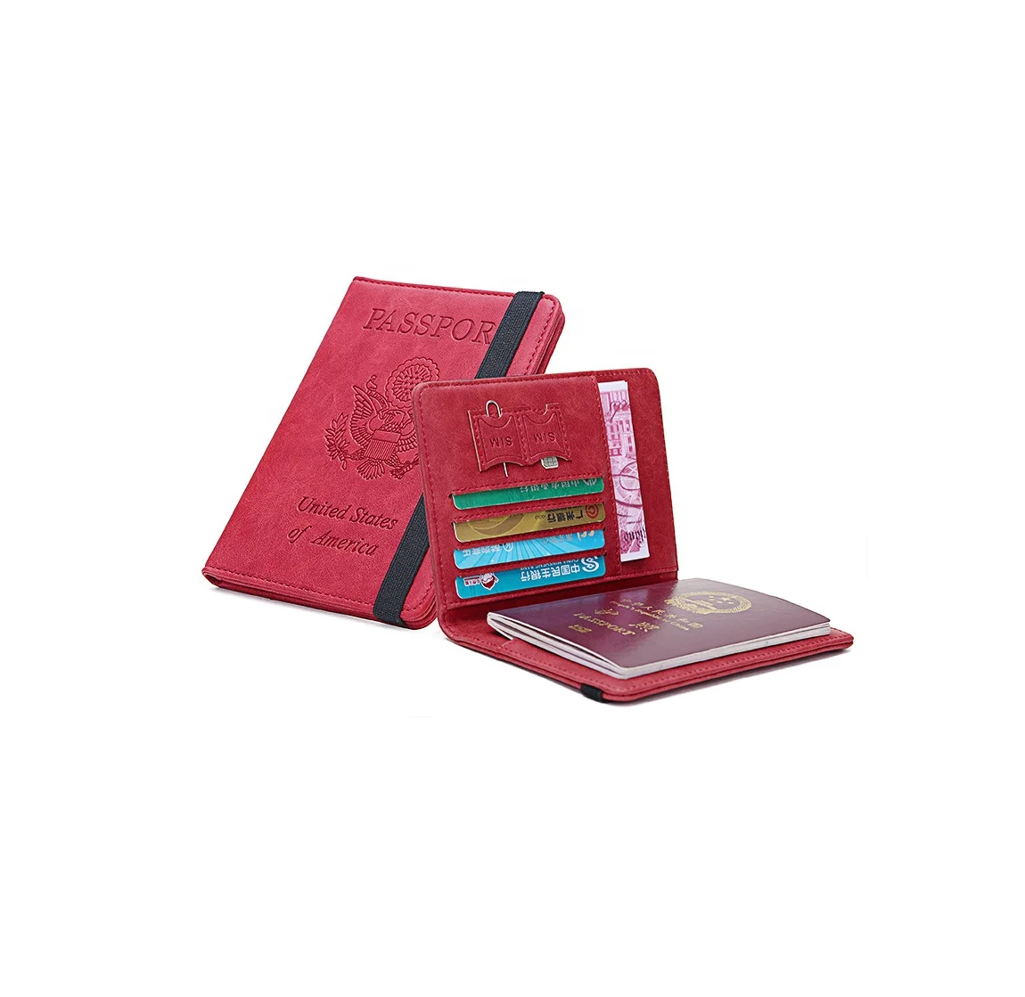 

Wholesale Passport Cover Wallet RFID Blocking Leather Card Case Travel personalized passport holder black passport holder bag