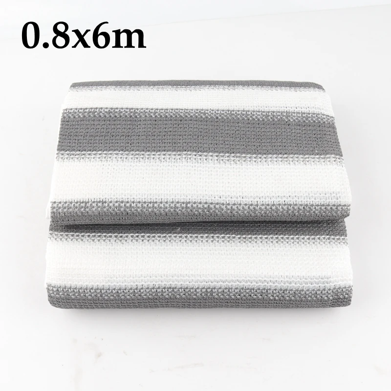 

0.8x6m (2.6ftx19.7ft) 80% Shading Grey White Stripe HDPE Garden Sun Shades Net Outdoor Shade Cloth Terrace Privacy Net