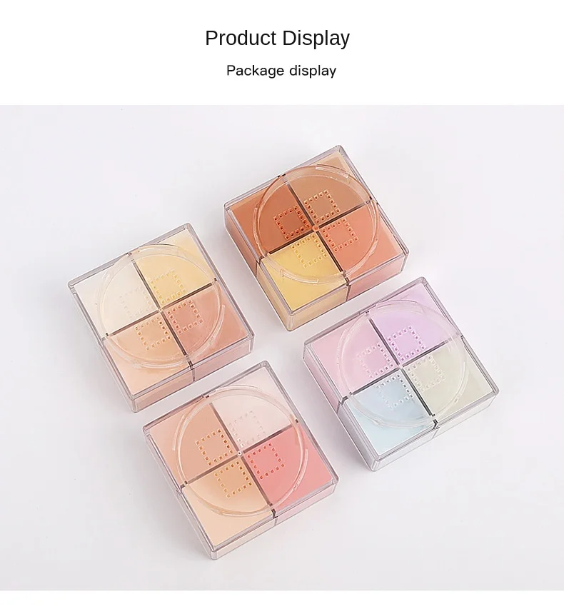 

2021 OEM Private Label Service long lasting waterproof 4 grid face loose powder Daily Life Lady's Beauty Cosmetics Makeup