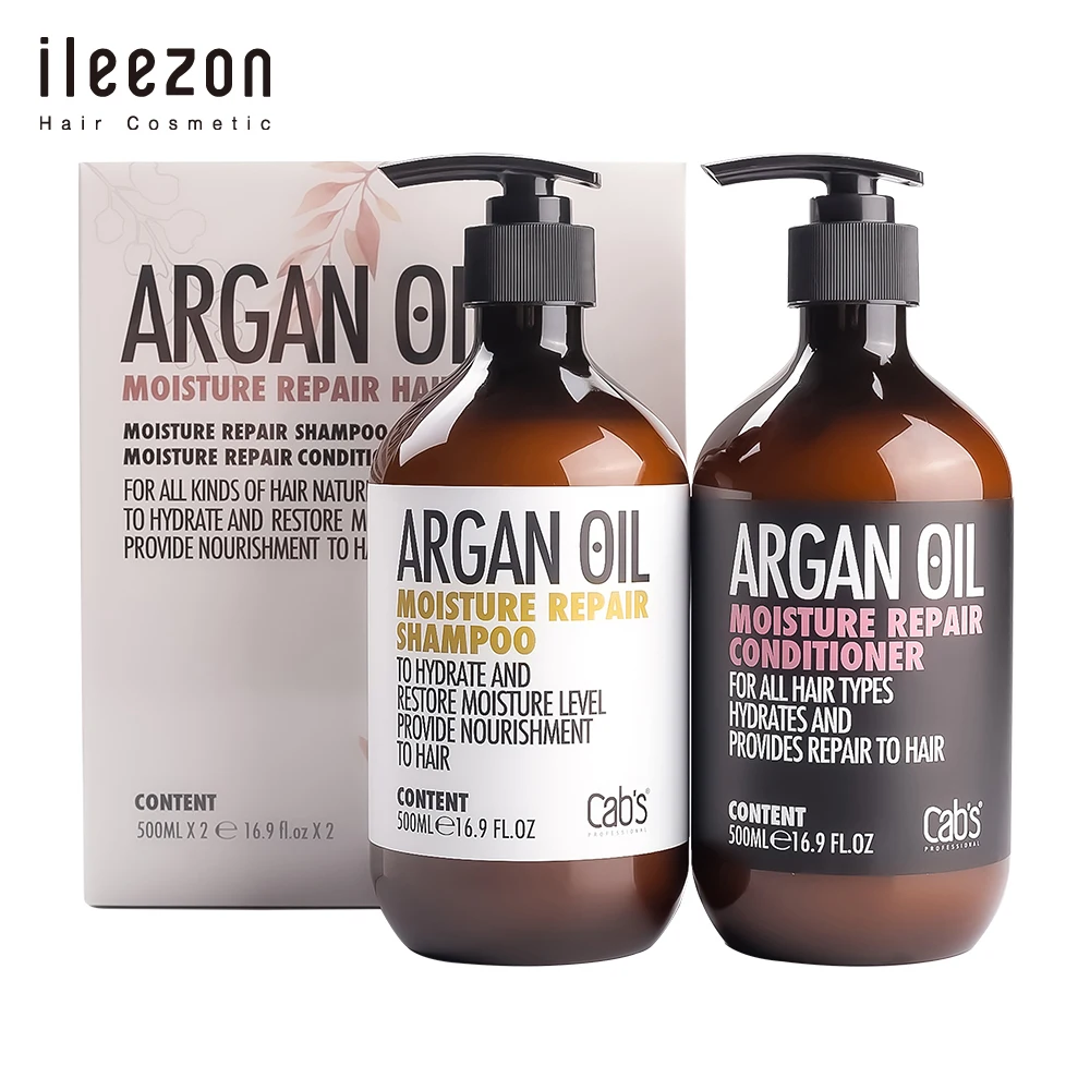 

Argan oil hair shampoo and conditioner set nourish moisture damaged hair customized label hair care products treatments, White