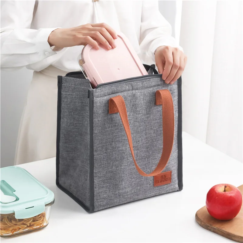 

WEYOUNG Oxford Waterproof Insulated bag outdoor picnic school lunch box Tote Shoulder cooler bag, Gray