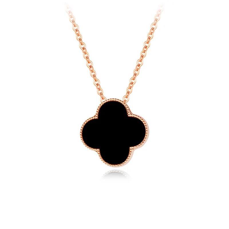 

Dropshipping Fine Jewelry AU750 Classic Lucky Four Leaf Clover Necklace 18K Real Solid Gold Jewelry with Diamond