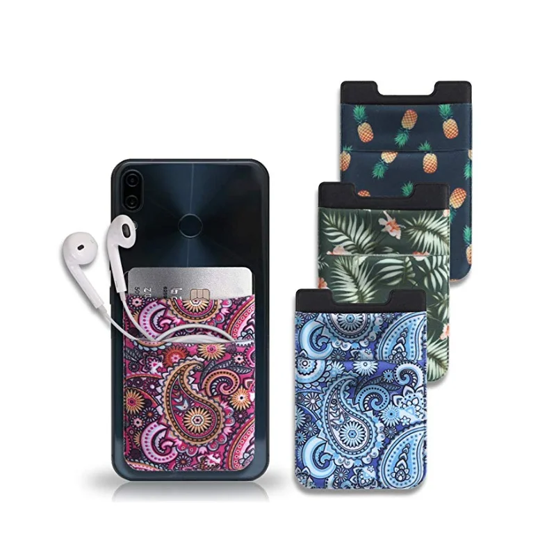 

Stretchy delineate Lycra Cell Phone Stick On Wallet Card Holder Phone Pocket for Phone, Customized