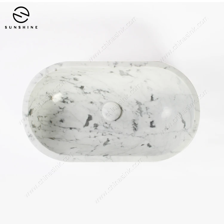 Luxury Italian Carrara White Marble Hotel Decorative Bathroom Wash Basin