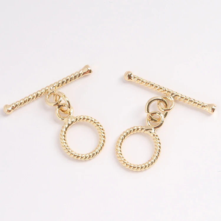 

XuQian DIY 18K Gold Small Buckle OT Toggle Clasp for Making Bracelet