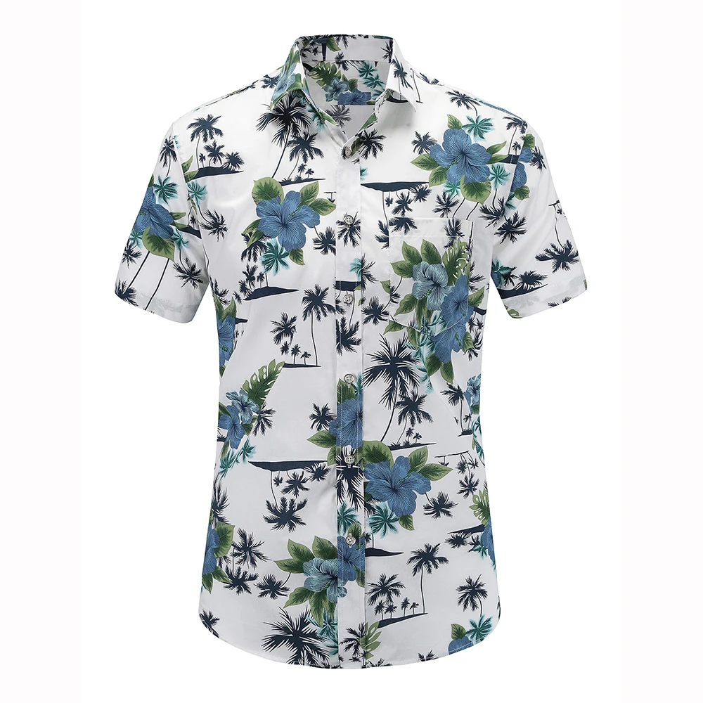 

Wholesale price new design eco-friendly custom cotton hawaiian shirt man