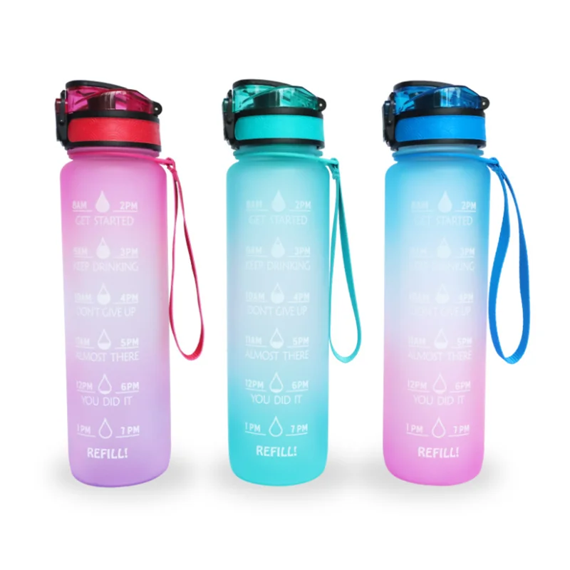 

32oz Motivational Fitness Sports Water Bottle with Time Marker & Large Wide Mouth Leakproof Durable Non-Toxic, Many colors can be choosed