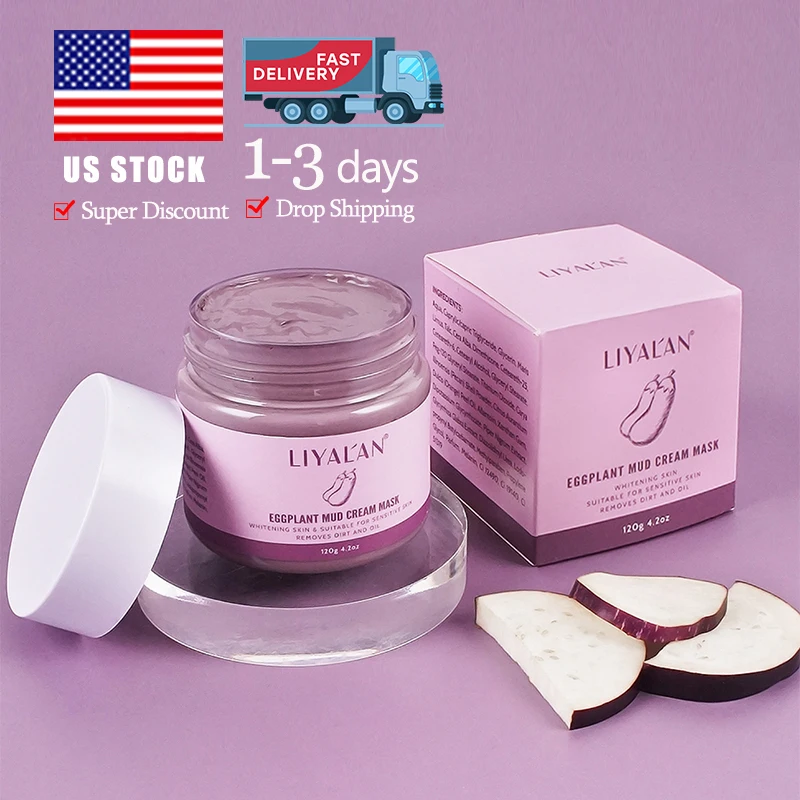 

OEM Vegan Organic Private Label Oil Control Purple Facial Mask Deep Cleaning Eggplant Clay Mask