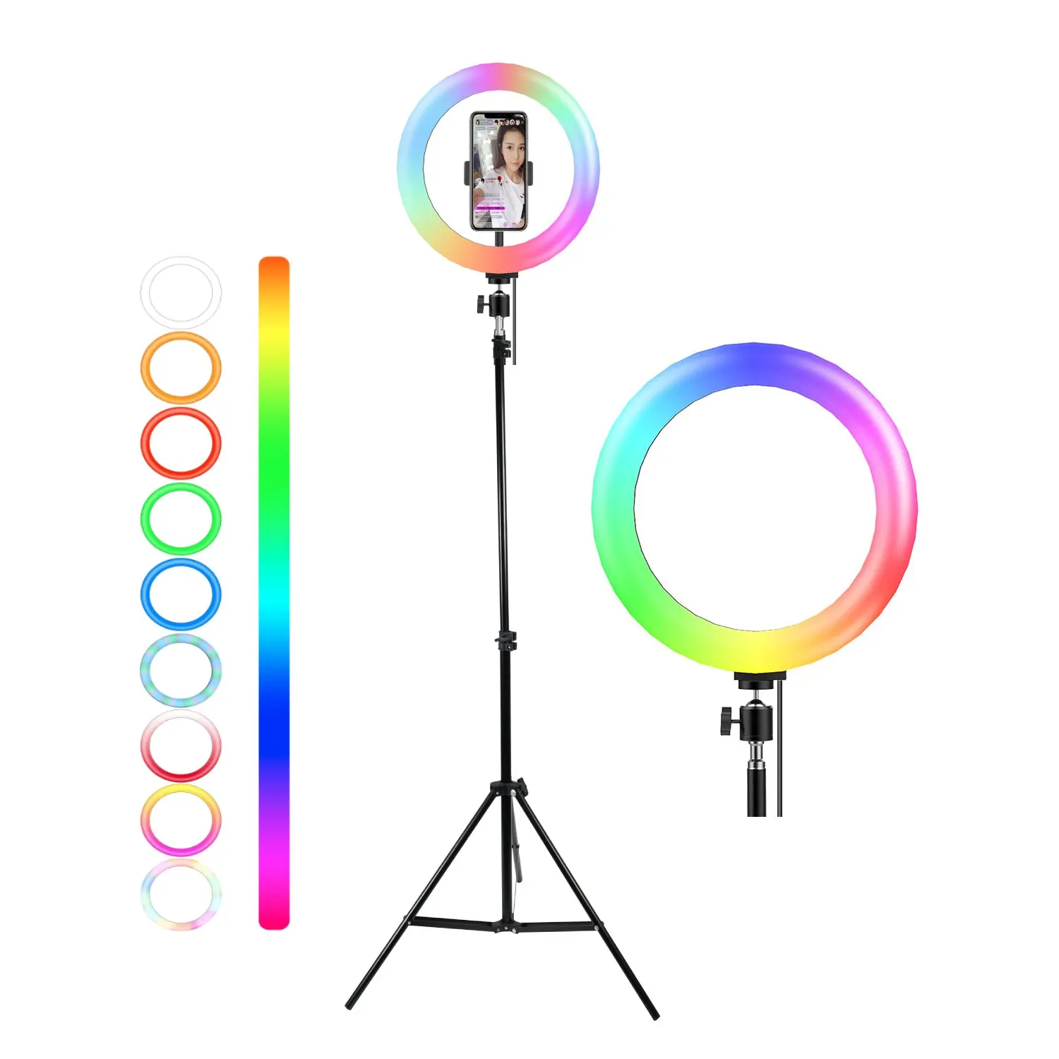 

Portable Remote Control Flash Photographic Lighting 10 inch LED Ringlight RGB Selfie Ring Light with Tripod Stand, White