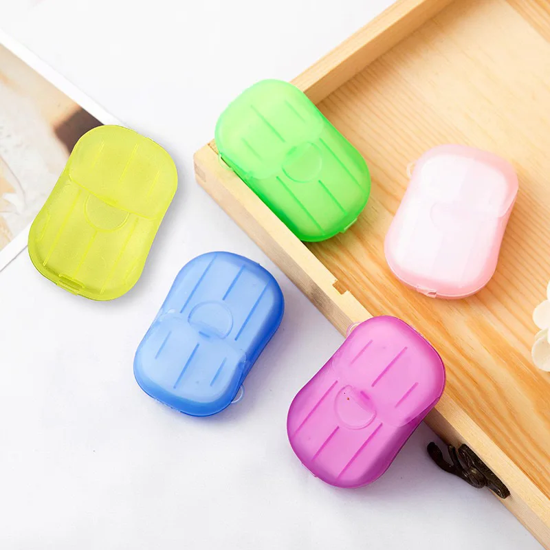 

20 pcs/Box Travel Washing Hand Bath Soap Paper Scented Slice Sheets Foaming Soap Case Paper Disposable Mini Soap