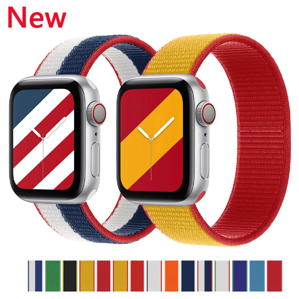 

Lianmi National Flag Nylon Strap for Apple Watch Band 44mm 40mm 42mm 38mm Smartwatch Belt Loop IWatch Band 1 2 3 4 5 6 Se Band, Multi colors/as the picture shows