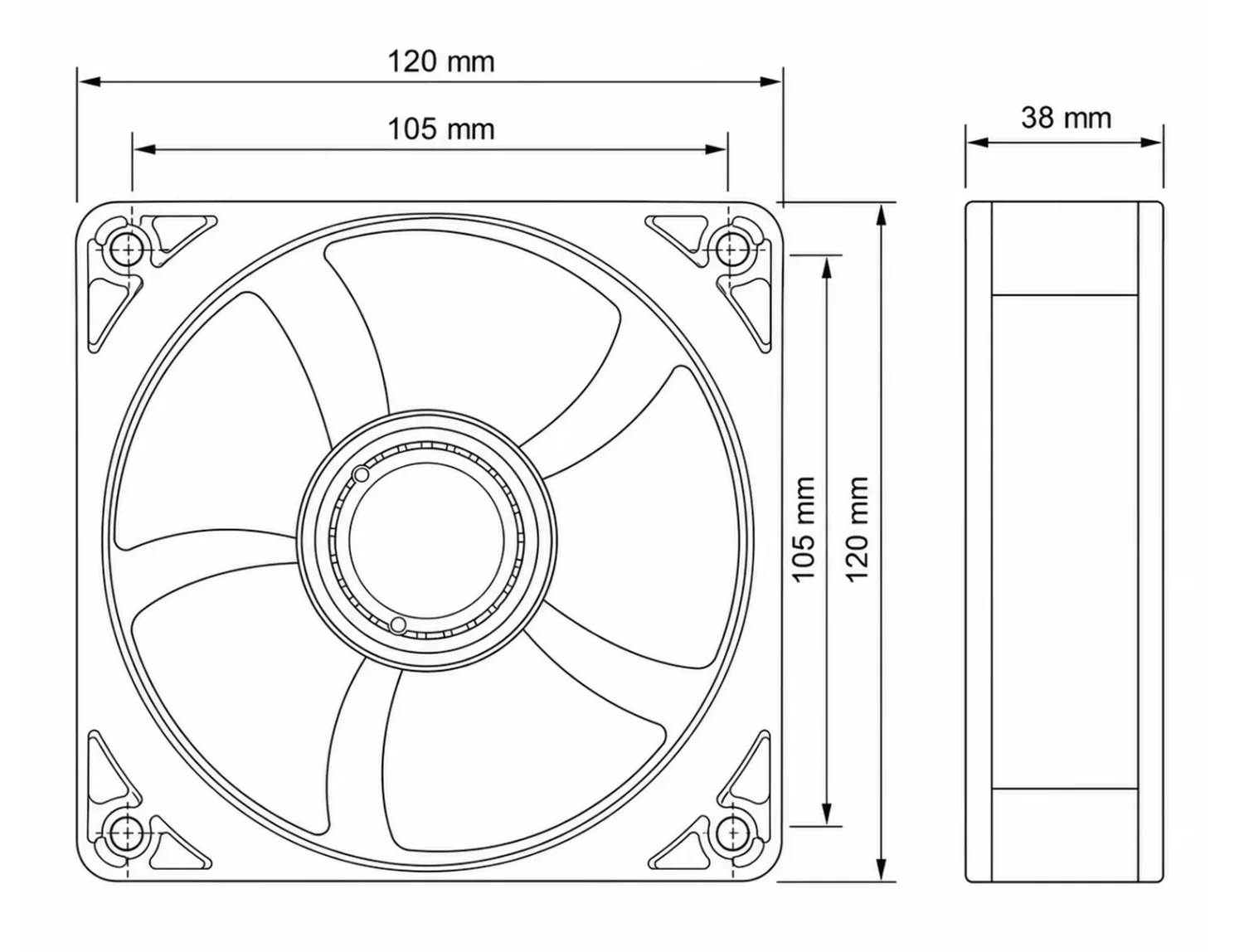 Speed Violent Cooling Fan, DC12V, 3A, V12E12BS2B5-07, 120mm - detail 8