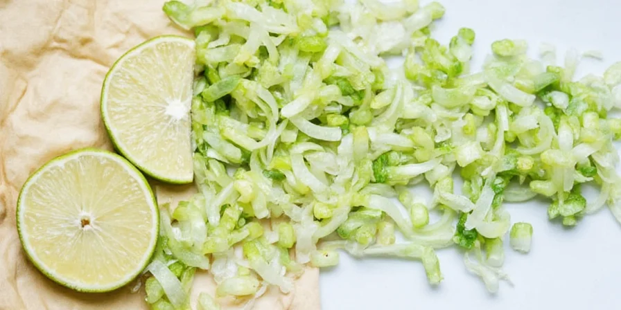 Freshly grated lime zest on a wooden spoon