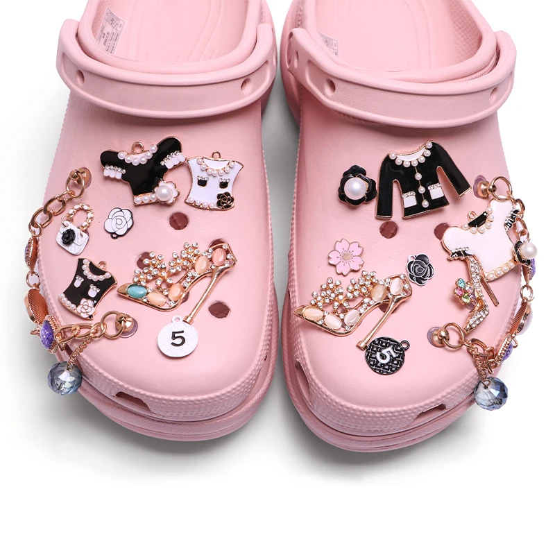 

Women Shoes Accessories Jacket High Heels Luxury Designer Shoe For Bling Metal Channel Croc Charms