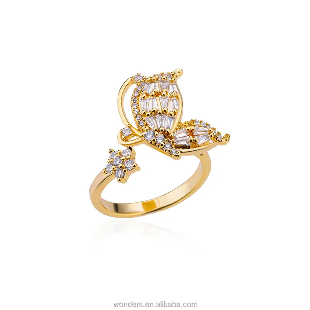 

CZ Butterfly Rings for Women Gold Plated Stackable Cool Cute Ring Aesthetic for Teens