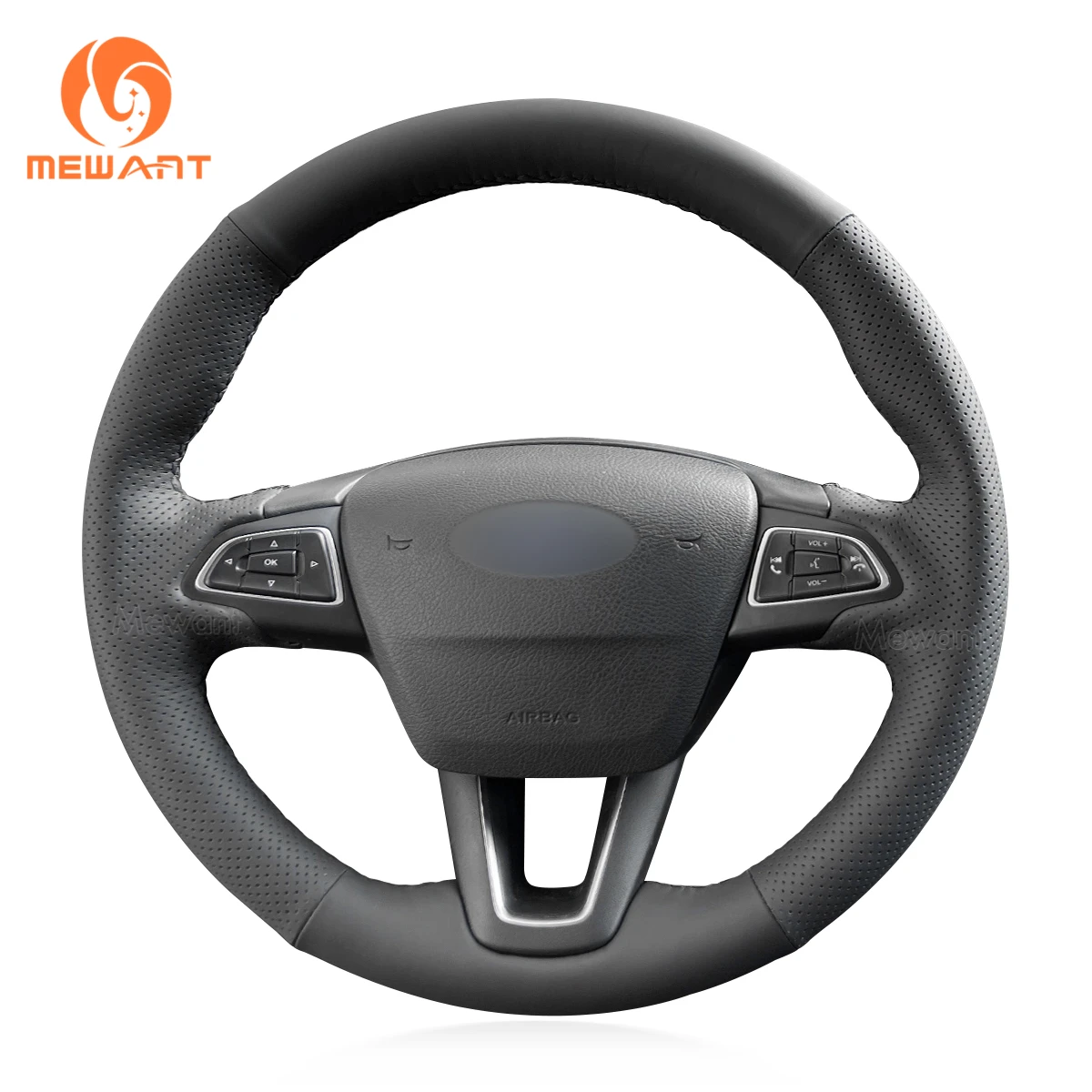 

Custom Hand Stitching PU Leather Steering Wheel Cover for Ford Focus Kuga C-MAX Ecosport Escape 2015 2016 2017 2018 2019 2020
