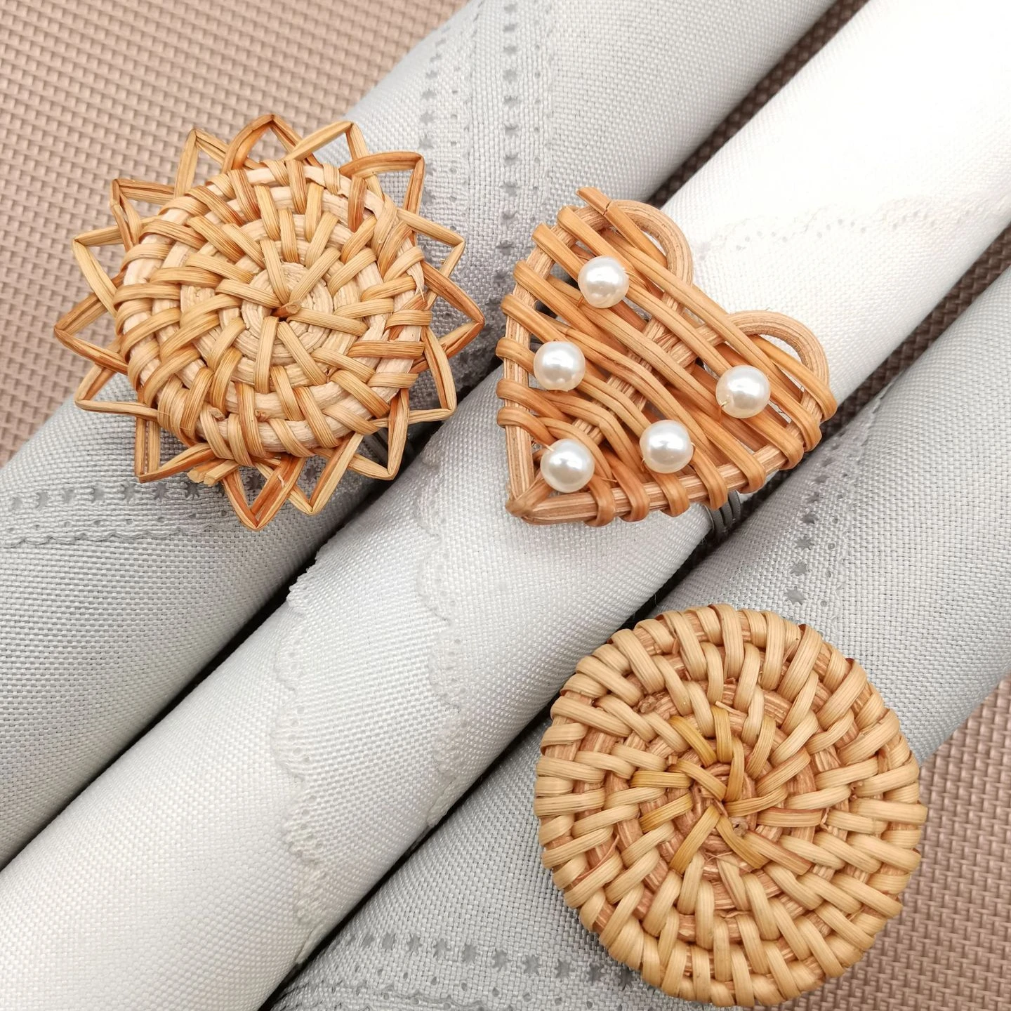 

Rattan Napkin Holders, Napkin Rings Bulk for Party Decoration Napkin Rings, Nutural