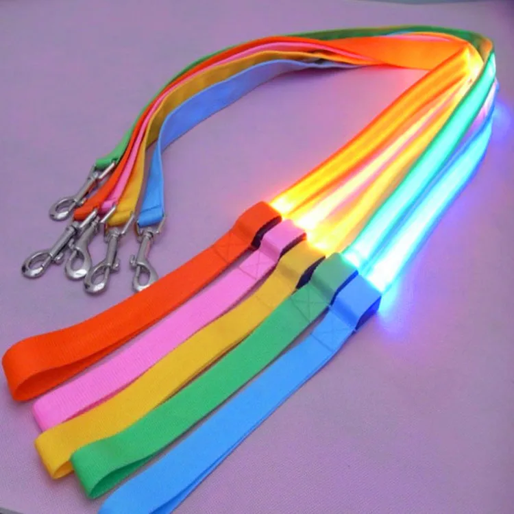 

LED Light Up Dog Leash for Night Walking Safety USB Rechargeable Flashing Light Nylon Webbing Glow Safety Standard Dog Leash