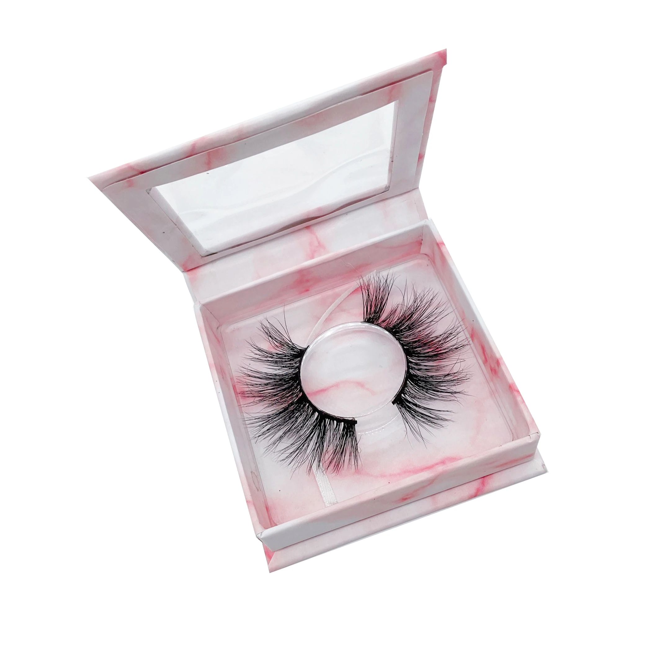 

wholesale hot 3d natural long mink eyelashes with circle eyelash box, Black color