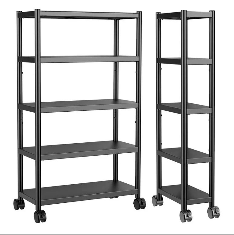 

Best-selling Silver Detachable Floor Standing Type Stainless Steel Storage Trolley Rack For Kitchen Storage, Black