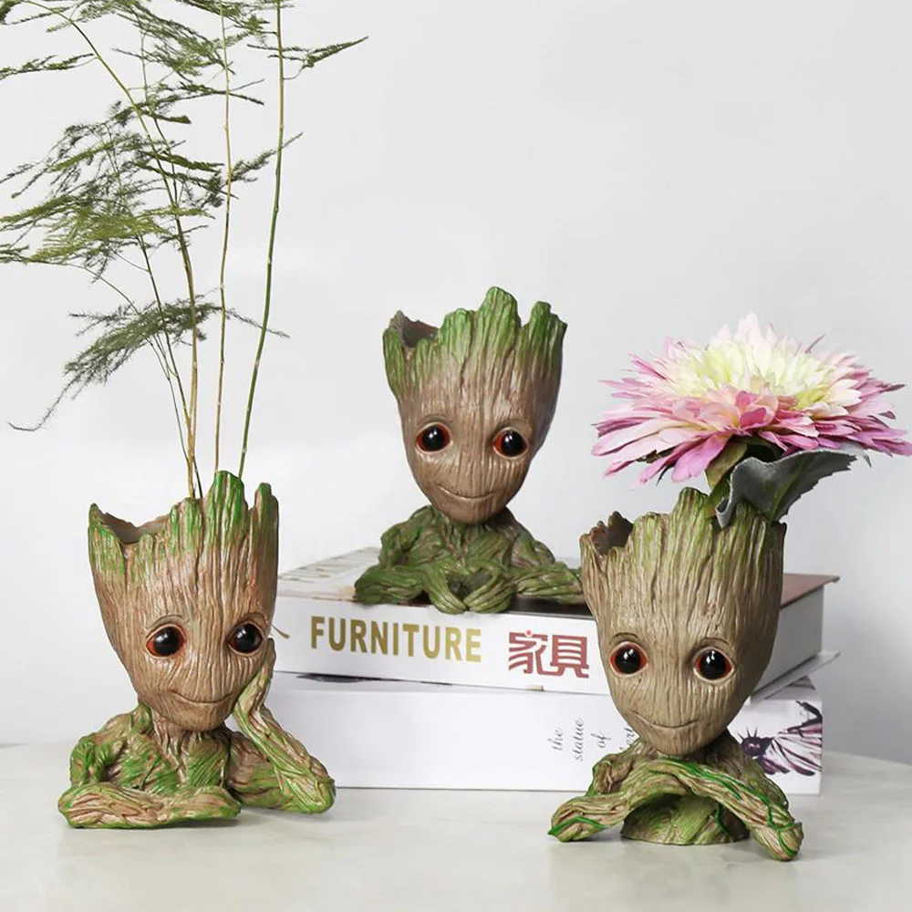 

Strongwell Baby Groot Flower Pot Planter Figurines Tree Man Cute Model Toy Pen Pot Garden Planter Flower Pot Gift