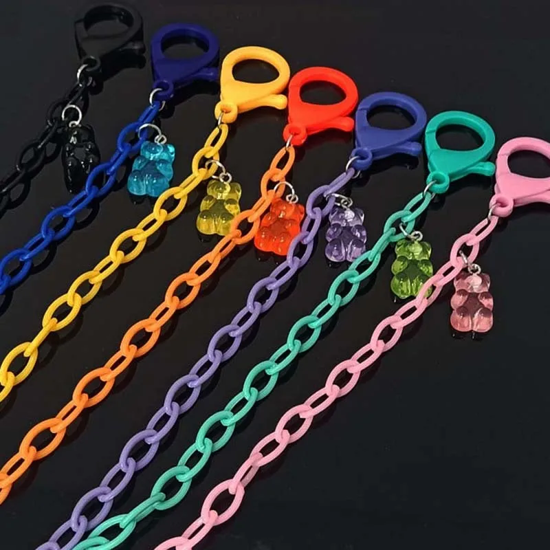 

Cute Girl Gummy Bear Charm Sunglasses Holder Strap Lanyard Acrylic Child Children Kids Face Masking Chain For Kids Wholesale