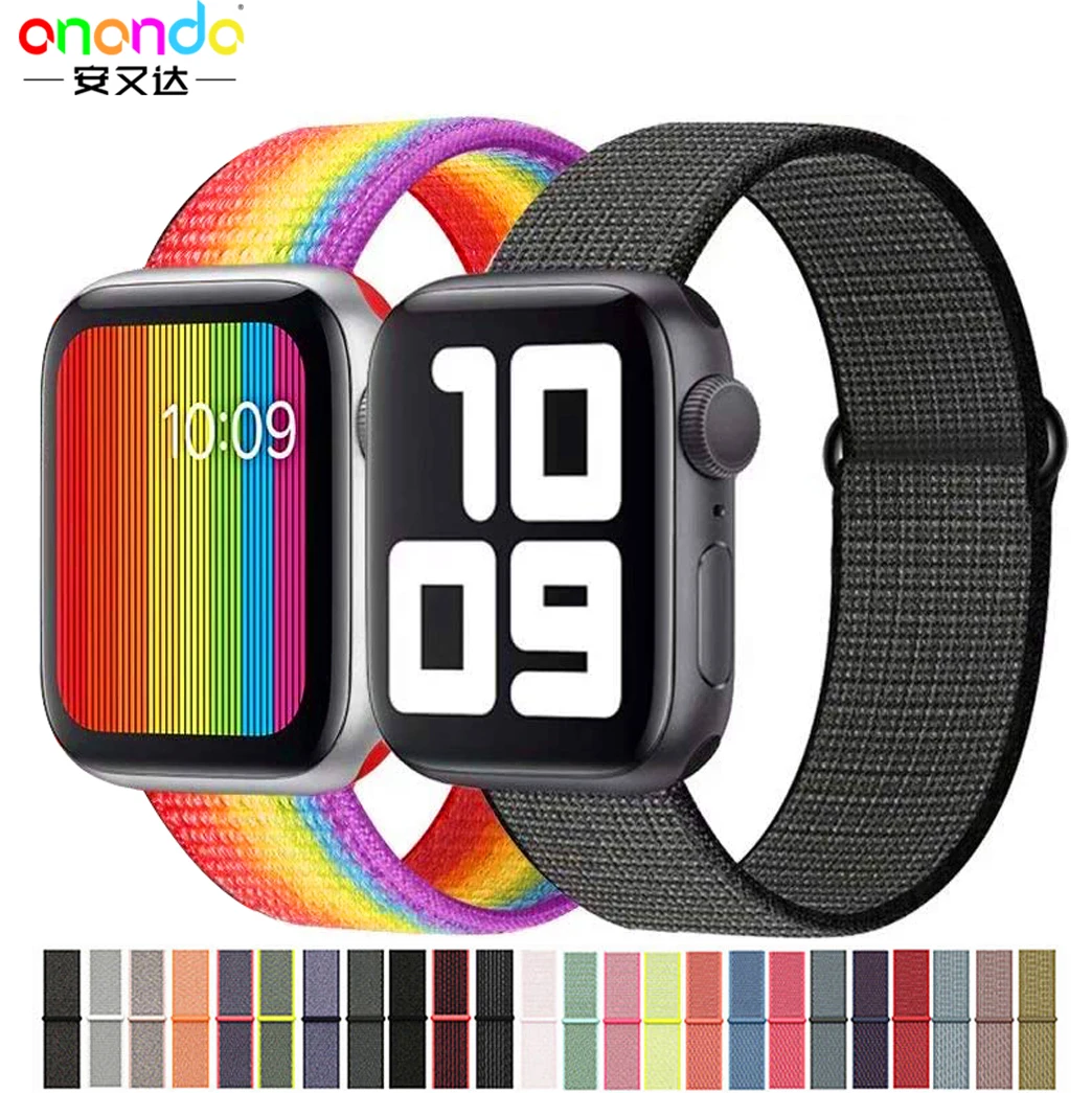 

Nylon Wristbands For Apple Watch Band 38/40mm 42/44mm,Woven Nylon Sport Loop Replacement Strap For iWatch 6 SE 5 4 3, Optional