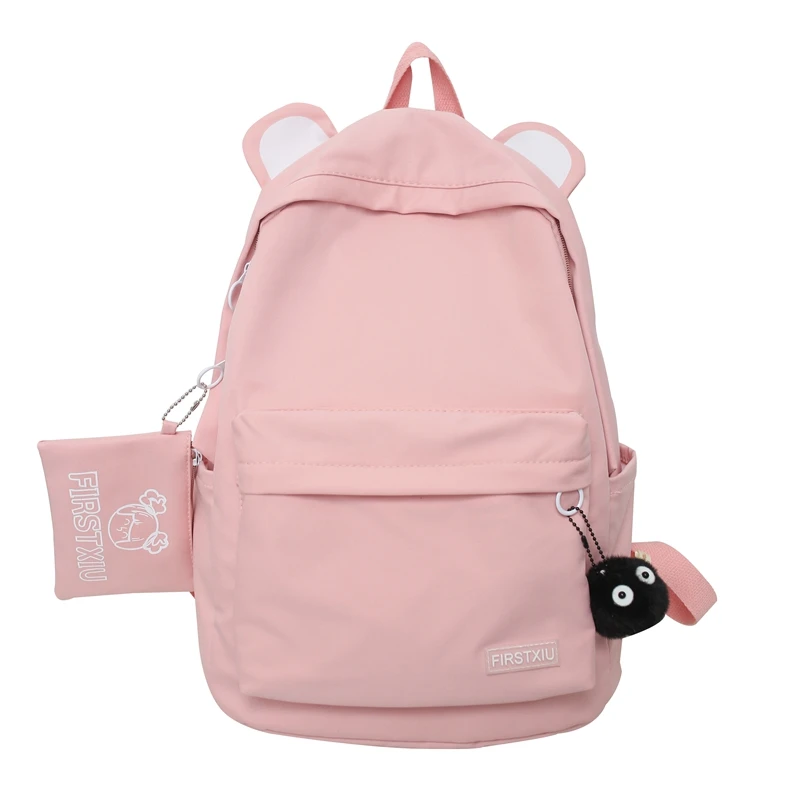 

Wholesale Cheap School Girl Pink Solid Color Travel Bag Backpack, Optional