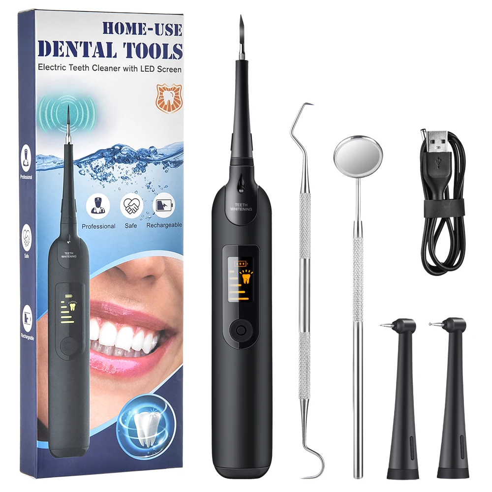 

Fashional High Frequency Vibration Water Pick Teeth Cleaner Jet Machine Dental Tooth Whitening Kits With Led Light, Black