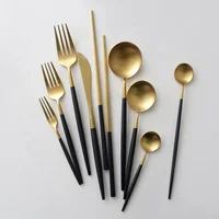 

Hot selling!!! Custom Popular flatware set spoons and forks stainless steel black and gold cutlery sets
