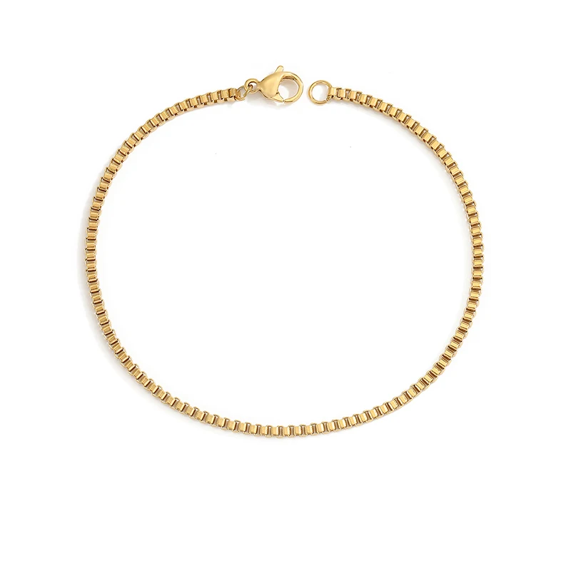 

eManco Dainty 14K Gold Plated Box Chain Bracelet Stainless Steel Jewelry for Women