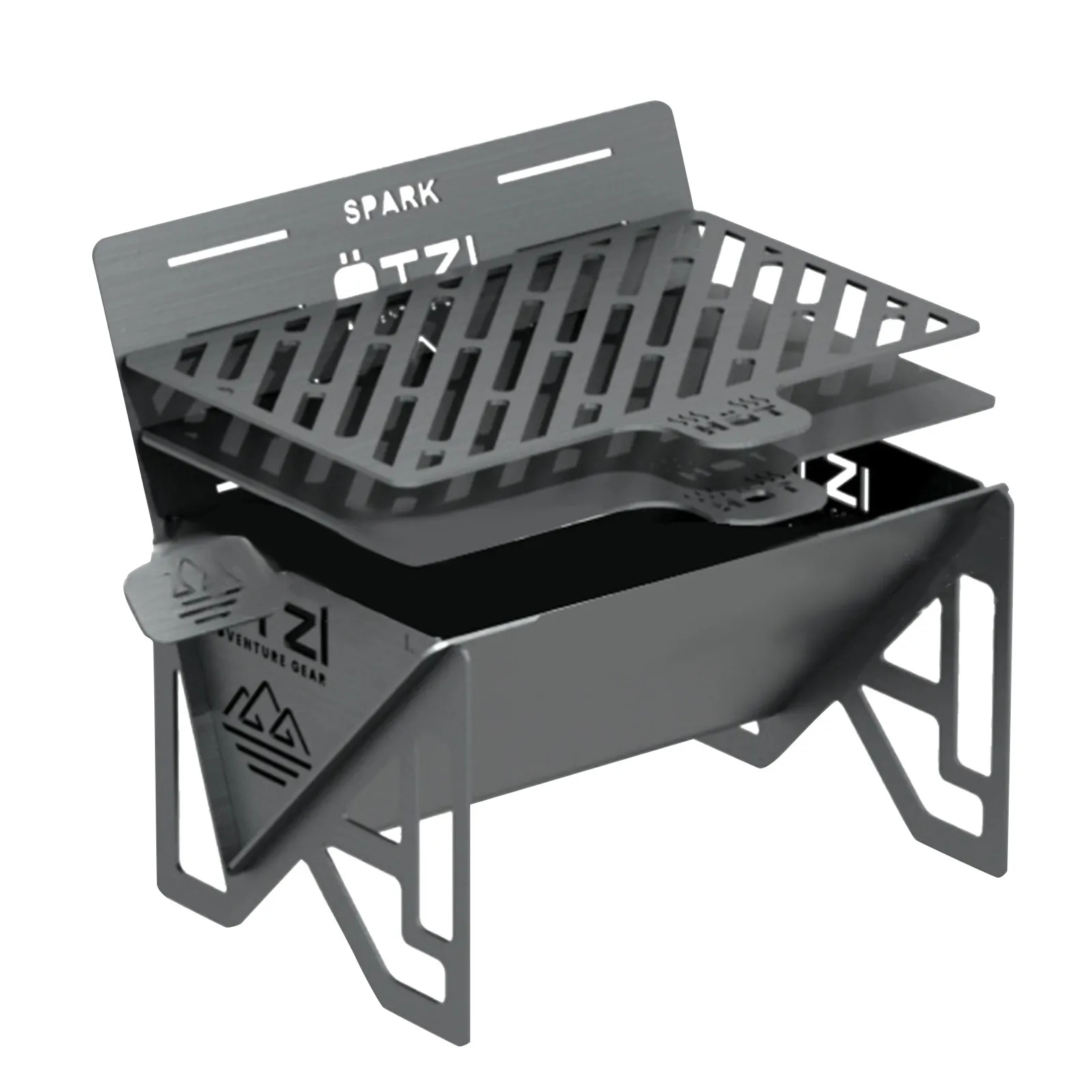 

Rvs Vouwen Grill Camping Brandhout Kachel Draagbare Vouwen Bbq Grill, Matt black