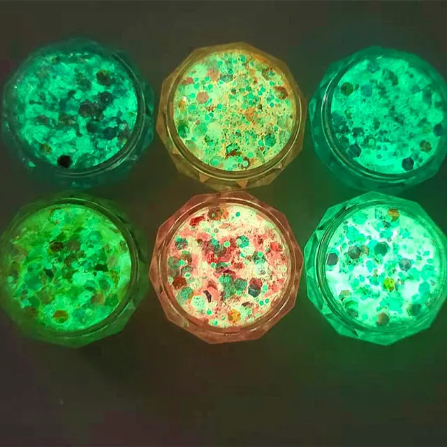 

Night light glitter with chunky mixes luminous glitters