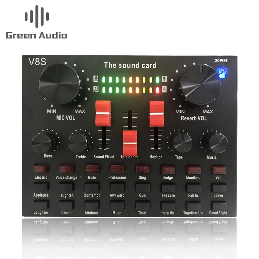 

GAX-V8S wholesale V8 USB Sound Card with Audio Mixer Interface Sound Board Voice Changer for PC Gaming Recording, Black