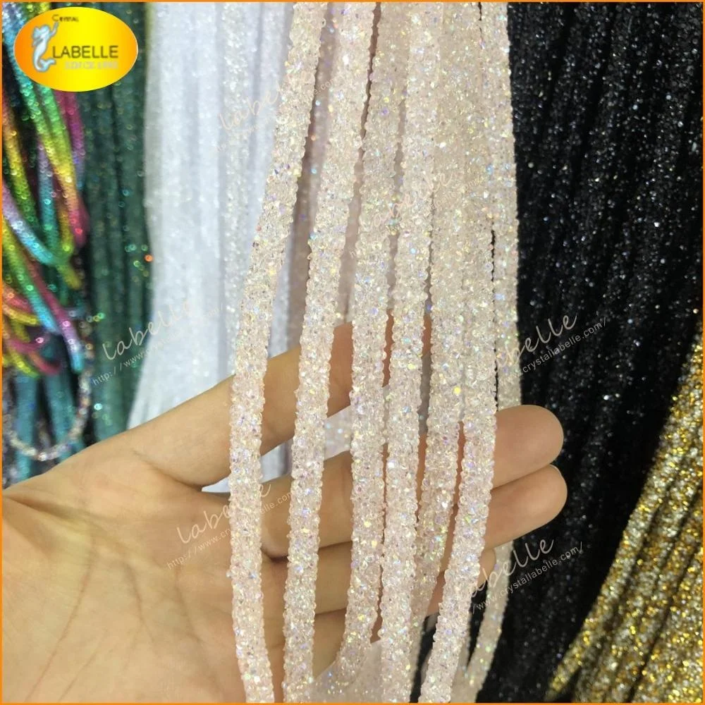 

White 4mm Sequin Glitter Tube Rope Rhinestone Metallic Glitter Cord Rope for DIY Hair Accessories, More than 40 colors