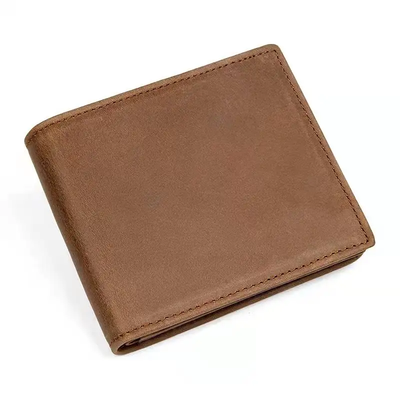 

Hot Selling Cowhide Leather Men Wallet Casual Short Genuine Purse, Accept customized