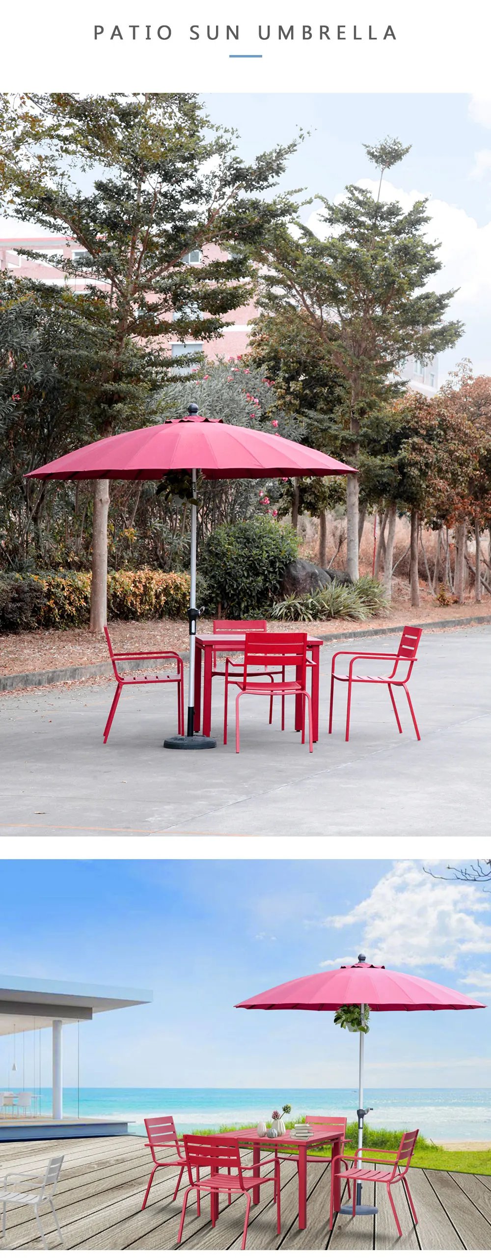 Outdoor Beach Garden Patio Sun Umbrella Parasol Big Size & Bases - Buy