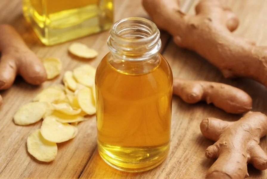 Infographic showing proper dilution ratios for ginger root oil applications for different health benefits