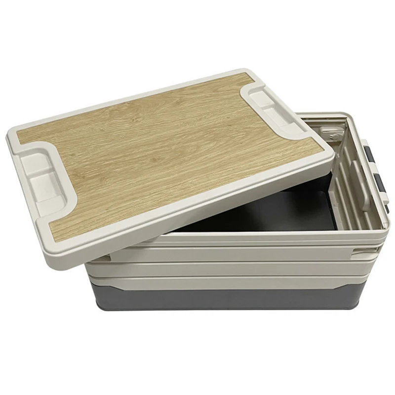 

Lidded Storage Bins Collapsible Crates Stackable Folding Utility Crates Plastic Tote Box Container, Oem